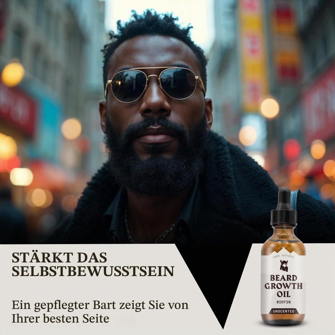 Striking Viking Bartöl für Bartwuchs - 60 ml, unparfümiert - Verdickendes &amp; pflegendes Bartöl mit Bi