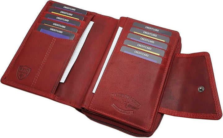 Echt Rindleder Damen Geldbörse / Geldbeutel / Portemonnaie / Geldtasche / Portmonee in Hochformat mi