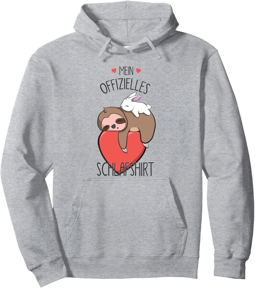 Offizielles Valentinstag Schlafshirt mit Faultier und Hase Pullover Hoodie