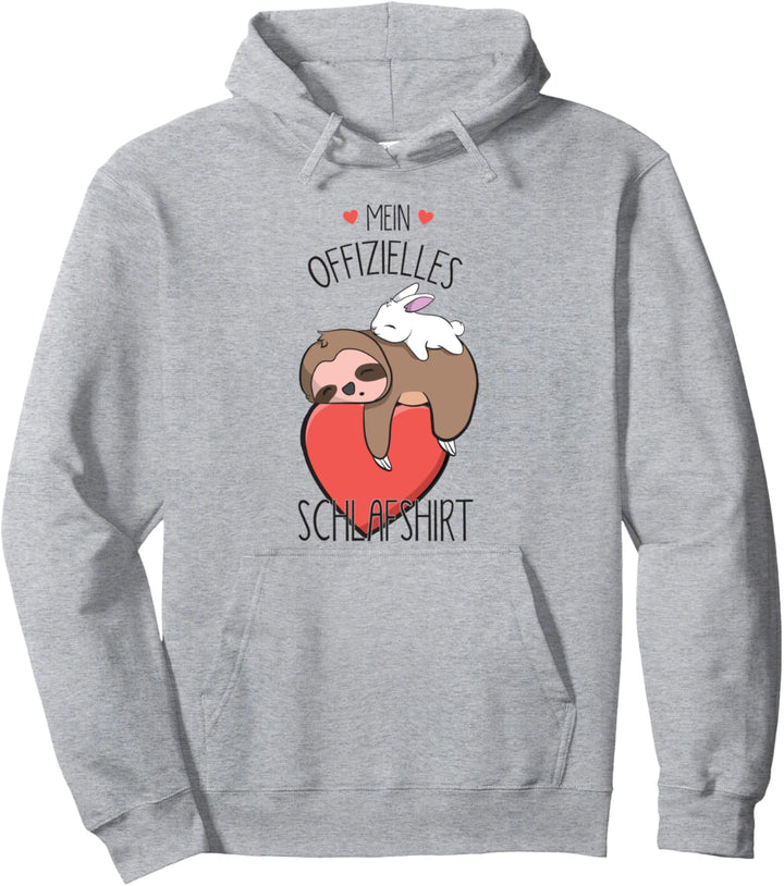 Offizielles Valentinstag Schlafshirt mit Faultier und Hase Pullover Hoodie