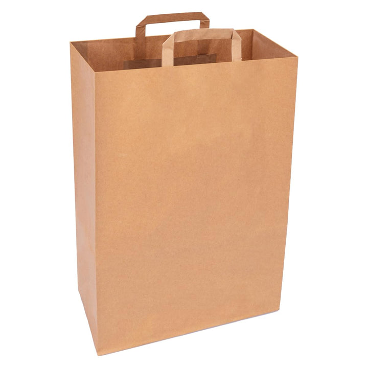 verpacking Papiertragetaschen mit Flachhenkel 45 x 32 x 16 cm Braun - Papiertüten Bio Papiertasche K