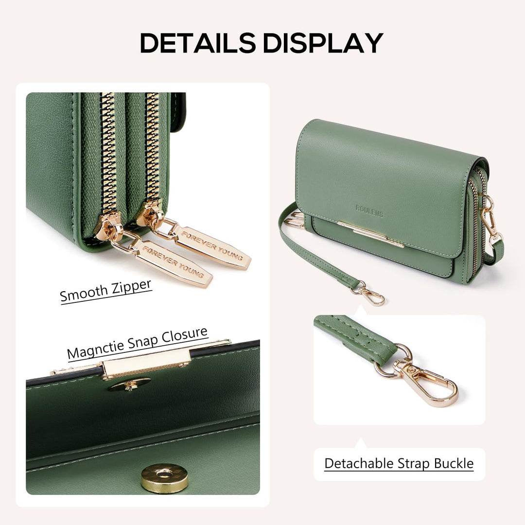 Roulens Klein Handy Umhängetasche,Damen Kleine Umhängetasche,PU Leder Crossbody Schultertasche Reise