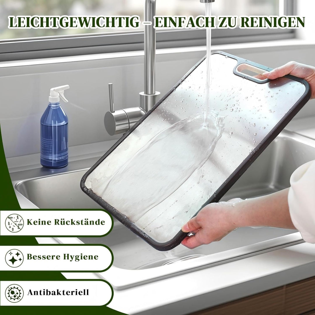 Titan Schneidebrett 2-in-1: Hygienisches Küchenbrett (Titan & PP) – Nie wieder Schimmel – Kratzfeste
