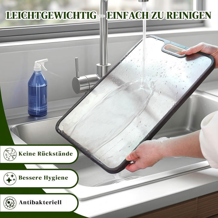 Titan Schneidebrett 2-in-1: Hygienisches Küchenbrett (Titan & PP) – Nie wieder Schimmel – Kratzfeste