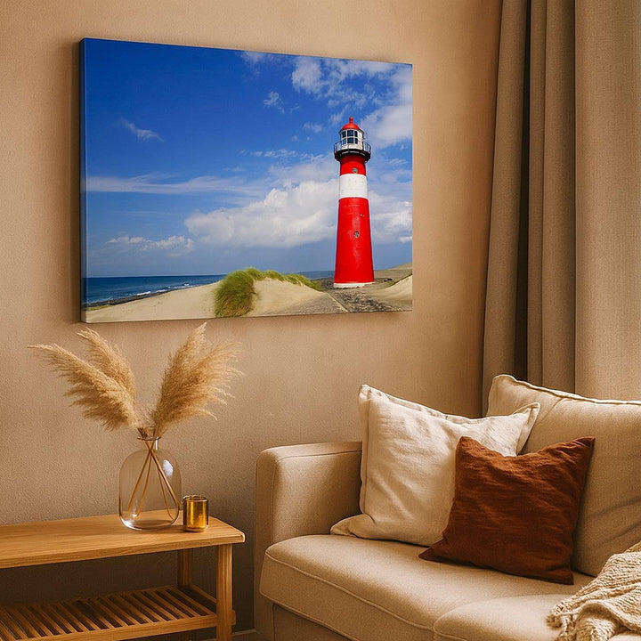 Bilder auf Leinwand 100x70cm Leinwandbild Turm Leuchtturm Ozean Ufer Gross Wanddeko Bild Schlafzimme