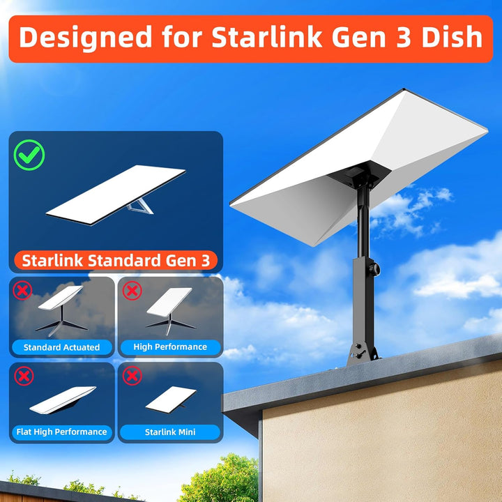 Starlink Dachhalterung für Gen 3,Verstellbare Starlink Gen 3 Halterung Dach Ziegel mit Rohradapter f