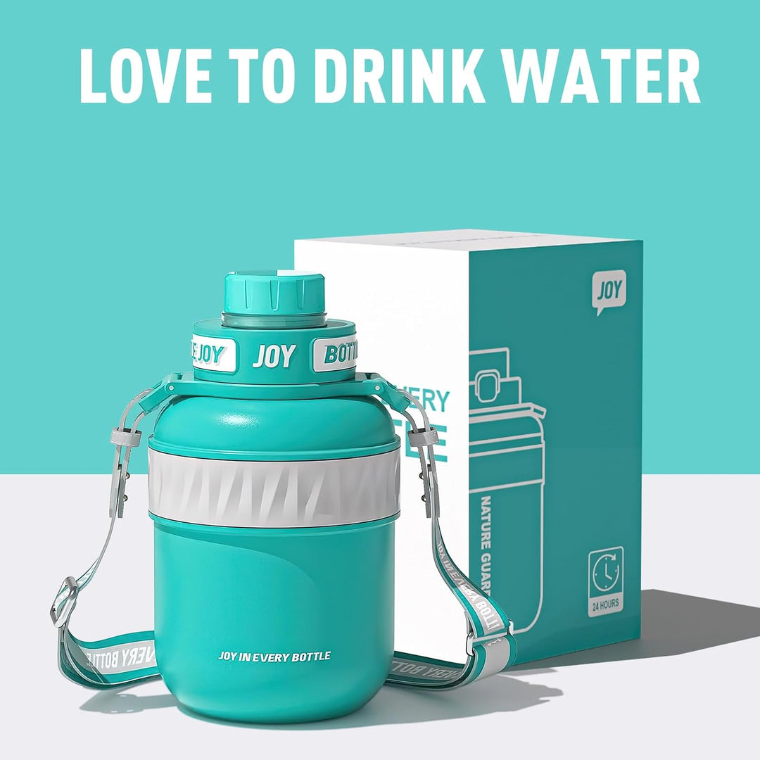 BOTTLE JOY Isolierte Edelstahl Wasserflasche für Sport und Reisen, BPA Frei, Wasserflasche mit Gurt