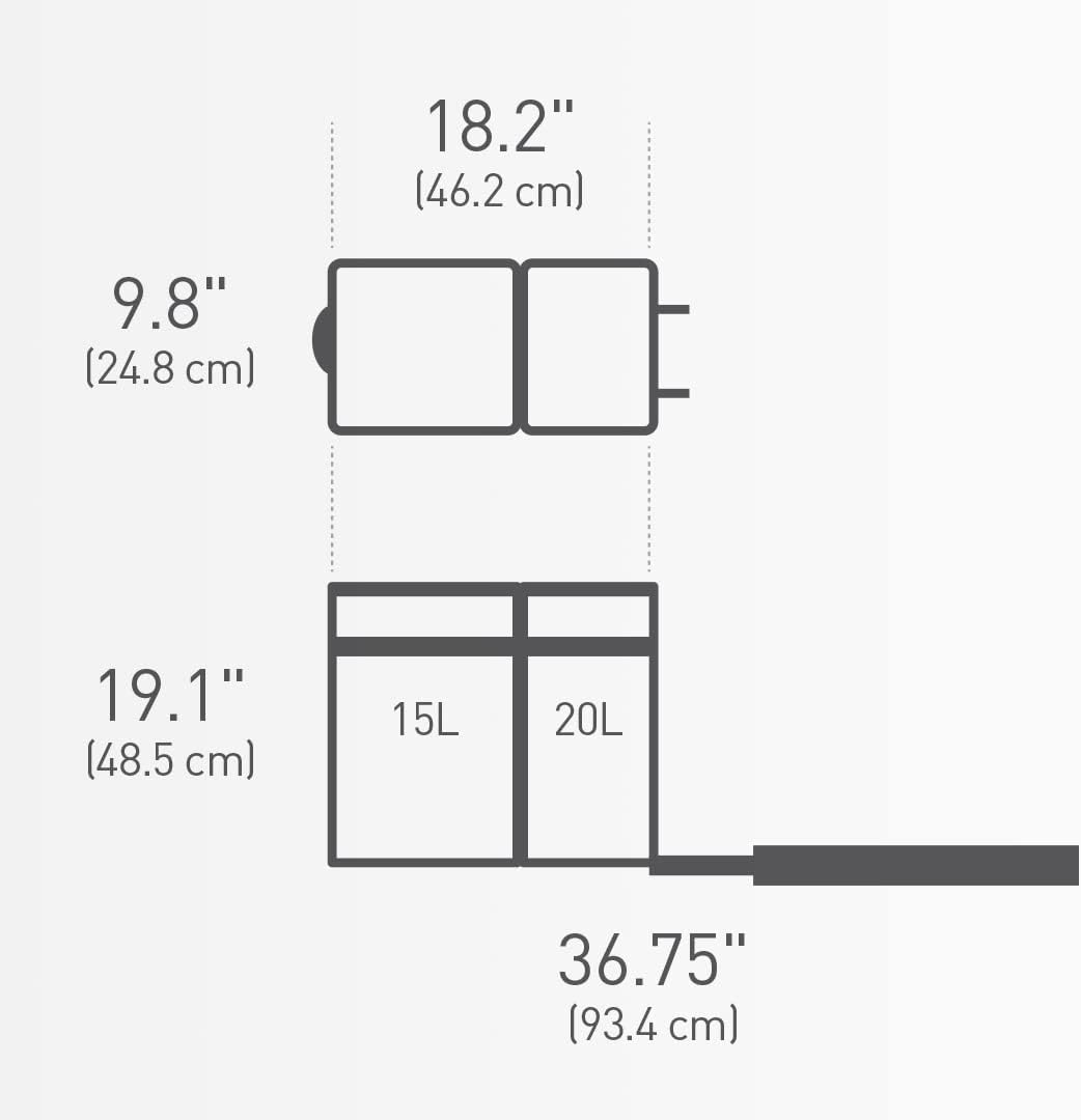 simplehuman CW1016 35 Liter (20/15) ausziehbarer Schrank-Recycler Mülltrennsystem 2 Fach Einbau Abfa