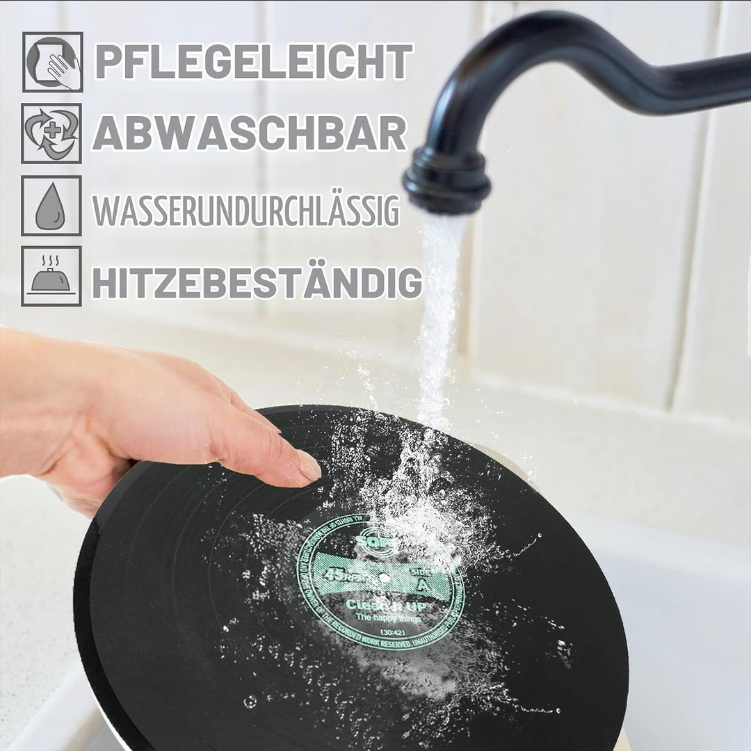 MEDOYOH 4er-Set Vinyl Schallplatte Tischsets und Untersetzer, Runde Vinyl Tischsets Tischmatten Unte