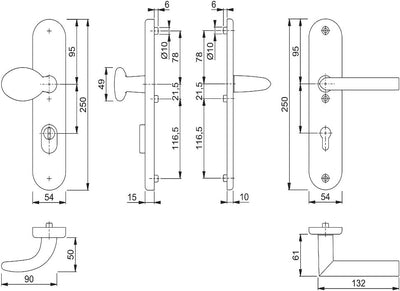 Hoppe 3666633 Schutzbeschlag Stockholm ES1 76G/3332ZA/3440/1140, Pz 72, TS 42-47mm mit Ziehschutz, S