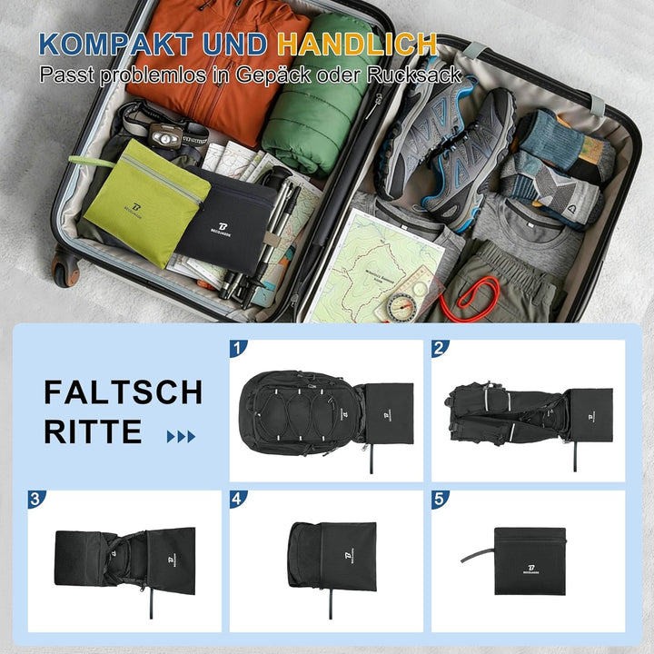 BECOJADDE 20L Kleiner Wanderrucksack Tagesrucksack Herren Damen Leichter Faltbarer Rucksack mit Brus