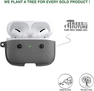 Woodcessories - AirPods Pro Leder Hülle mit Halskette, AirCase (Grau) AirPods Pro Grau, AirPods Pro