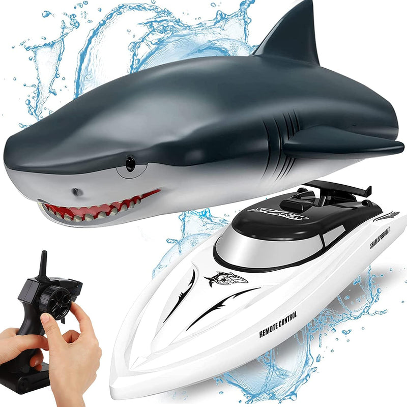 OBEST Ferngesteuertes Boot Hai, RC Shark Spielzeug 2 in 1, 2.4GHz Elektro , Kinder Electric Spielzeu