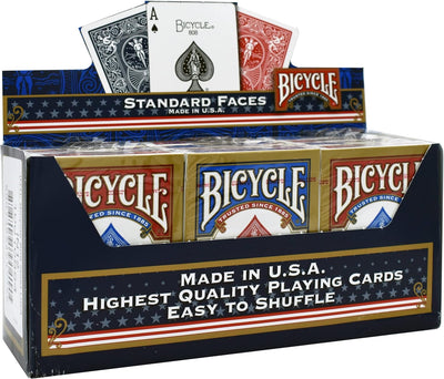 Paket von 12 Pokerkarten Bicycle Standard (6 Blau / 6 Rot) Rider Back 12 Decks Einzelbett, Rider Bac