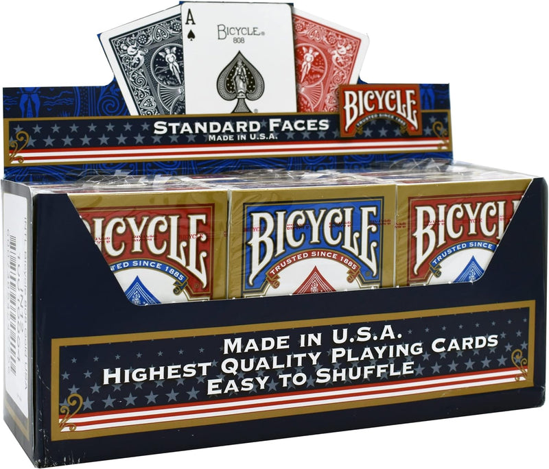 Paket von 12 Pokerkarten Bicycle Standard (6 Blau / 6 Rot) Rider Back 12 Decks Einzelbett, Rider Bac