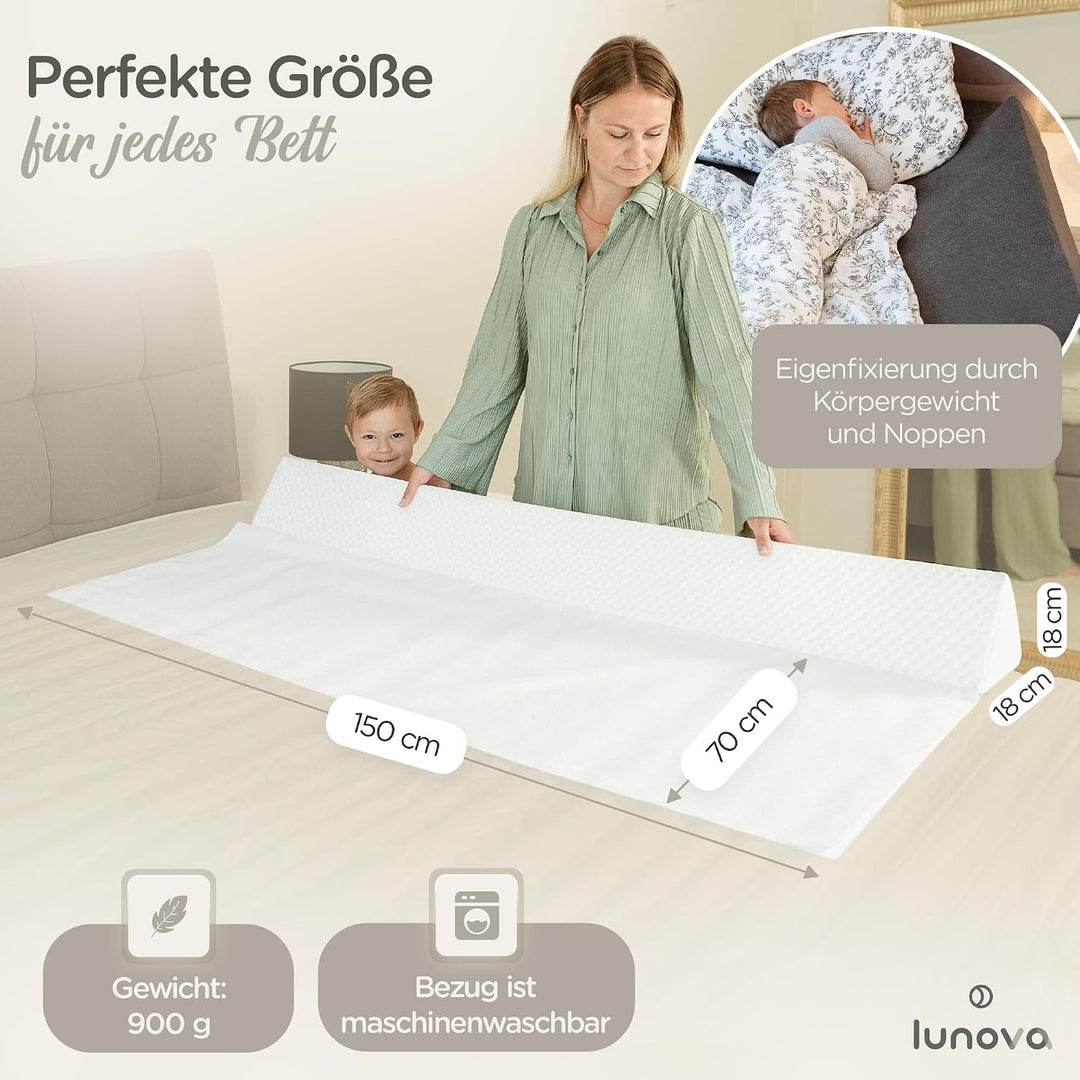 LUNOVA® Rausfallschutz Bett Kinder & Baby - Boxspringbett & Elternbett | Formstabiler Schaumstoff st