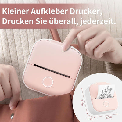 Mini Drucker, Tragbarer Sticker Printe Pocket Tiny Printer für Smartphone, T02 Inkless Handy Thermod