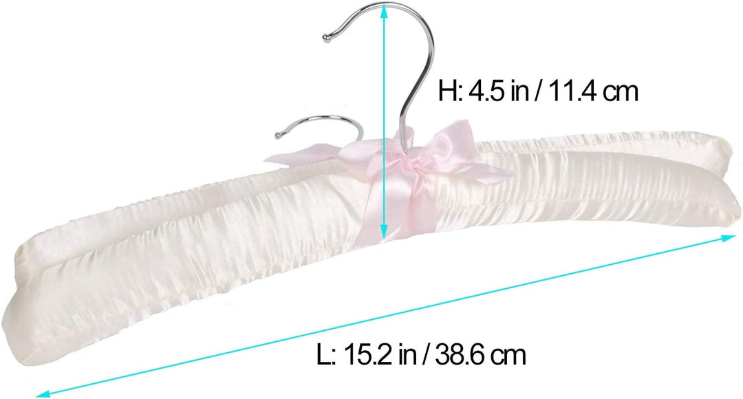 10er-Pack Kleiderbügel mit Anti-Rost-Haken und gefüllt mit Satin, Gorgeous, Blass Elfenbeinfarben Sa