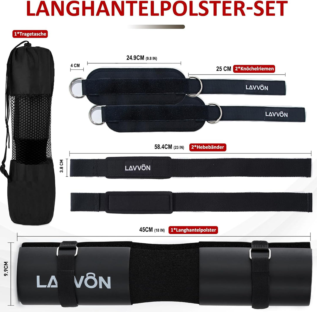 Langhantel Polster Set - Hip Thrust Pad Polster für Langhantelstange - Hantel Nackenpolster, Polster