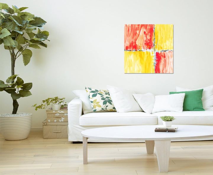 Paul Sinus Art Modernes Wandbild Abstrakt008_60x60cm Abstrakte Kunst Kunstdruck auf Leinwand Zeitlos