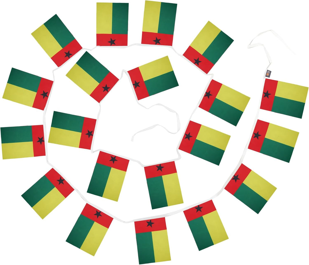 FAHNENKETTE GUINEA-BISSAU 12 meter mit 20 flaggen 45x30cm- BISSAU-GUINEISCHE Girlande Flaggenkette 3