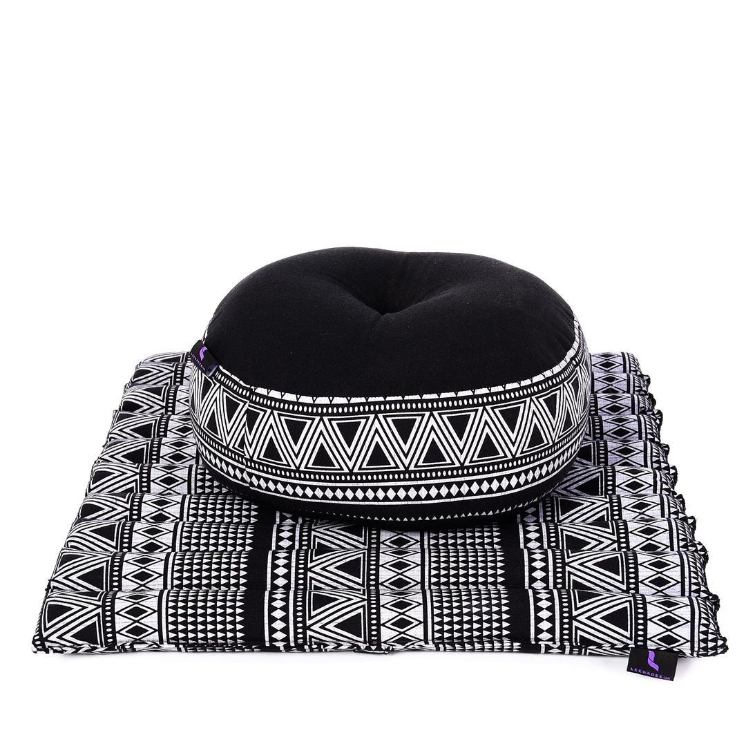 Leewadee Meditationsset Yogaset aus Meditationskissen Zafu und Kleiner rollbarer Sitzmatte Zabuton Ö