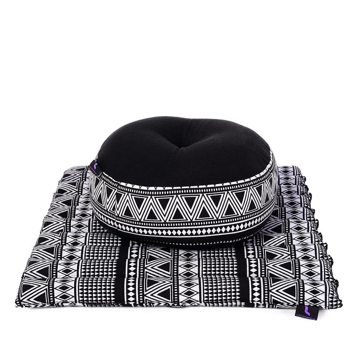 Leewadee Meditationsset Yogaset aus Meditationskissen Zafu und Kleiner rollbarer Sitzmatte Zabuton Ö