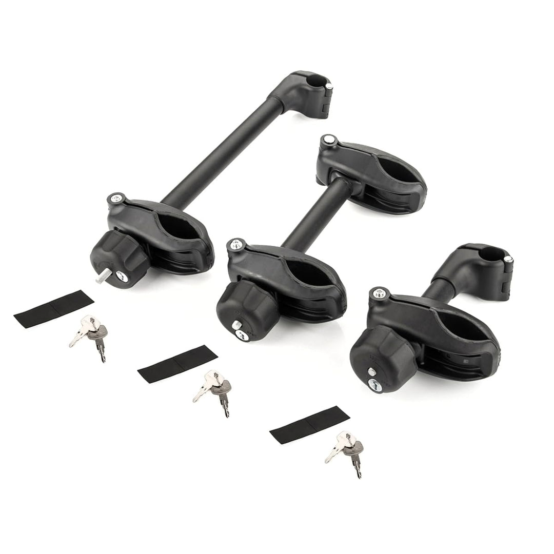 LST 3er Set Rahmenhalter für Fahrradträger 21 + 29 + 42 cm lang/kurz/beidseitig Ø 25 mm abschliessba