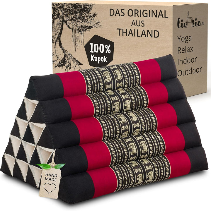 livasia Rückenstützkissen extrahoch, Dreieckskissen für Garten und Balkon, Keilkissen mit Kapok, Lag