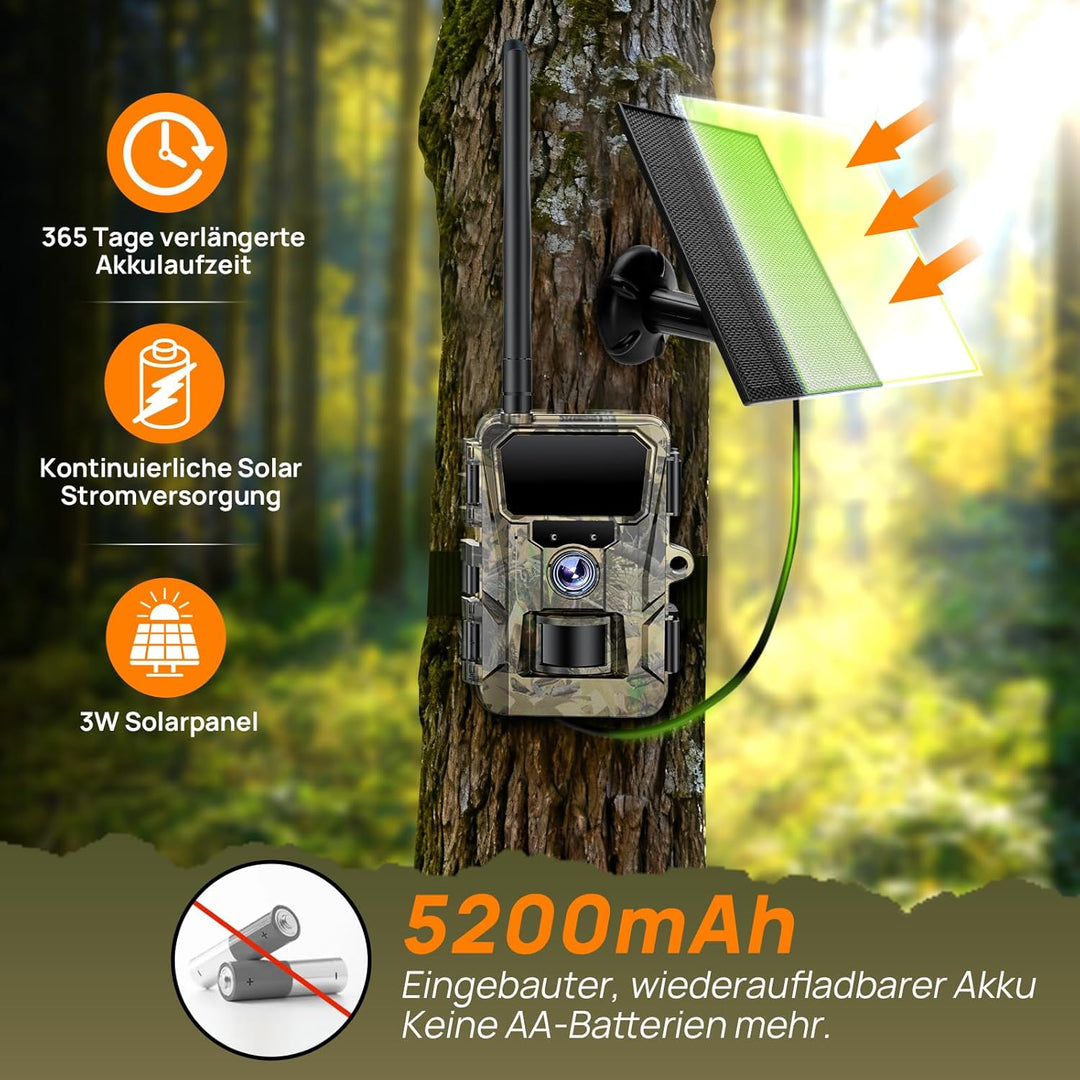 iZEEKER Solar Wildkamera mit Handyübertragung App, HD 48MP 4G LTE & Standard Wildkamera, Bewegungsme