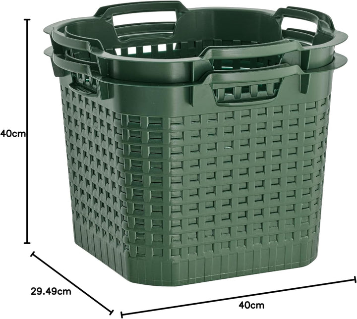 BURI 2x Erntekorb Gartenkorb lebensmittelecht - 25L Kartoffelkorb Obstkorb Laubkorb grün, drehstapel