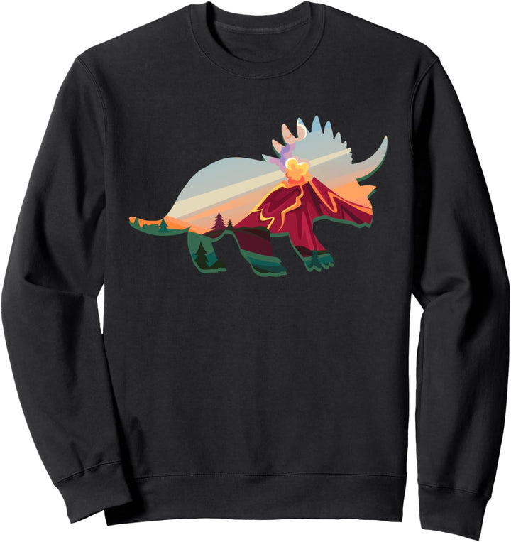 Dino Triceratops Silhouette | Junge Herren Damen Dinosaurier Sweatshirt