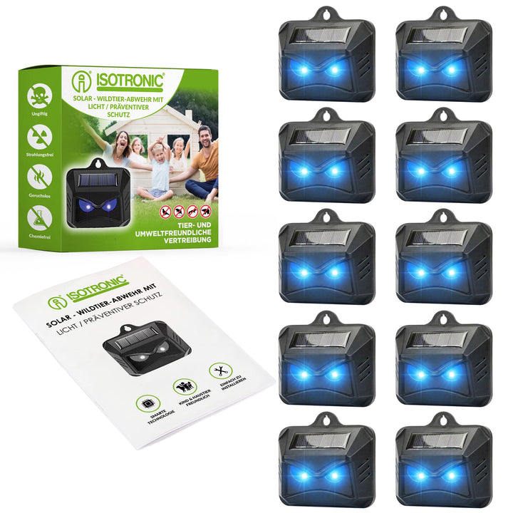 ISOTRONIC – Solar Tiervertreiber gegen Wildtiere wie Waschbären, Rehe, Füchse, Wildschweine u.v.m. –