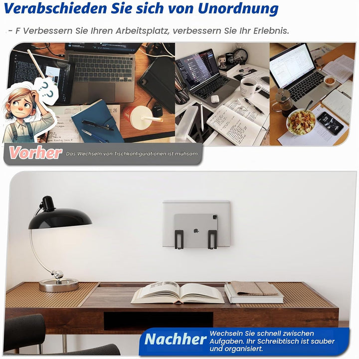 sciuU Laptop Wandhalterung - Dual Layer Universalhalter für 2 Geräte ≤38mm - Metall Wandregal für La