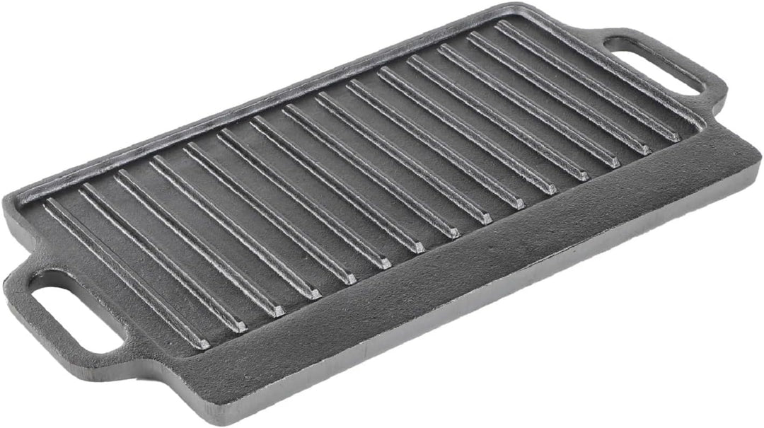 2 STK Gusseisenpfanne Rund D 31 cm, Grillplatte Länge 40 mit Griffe | Runde Servierpfanne und Grillp