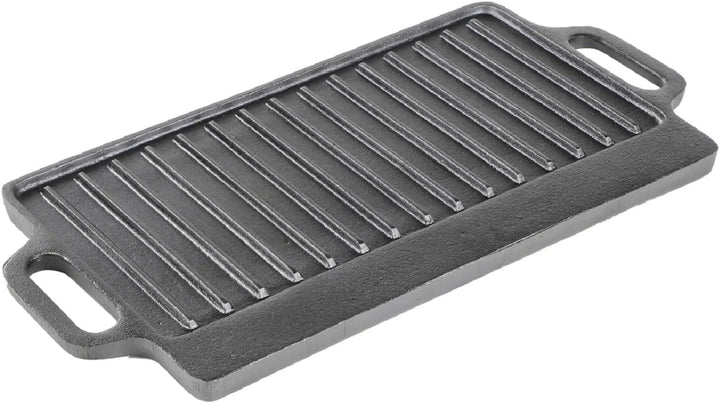 2 STK Gusseisenpfanne Rund D 31 cm, Grillplatte Länge 40 mit Griffe | Runde Servierpfanne und Grillp