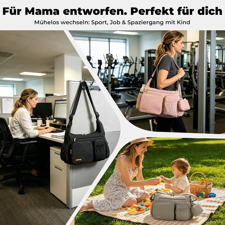 Puffy Wickeltasche 2-in-1 Kinderwagen Organizer &amp; Umhängetasche, 13L leichte Reisetasche Baby Damen,