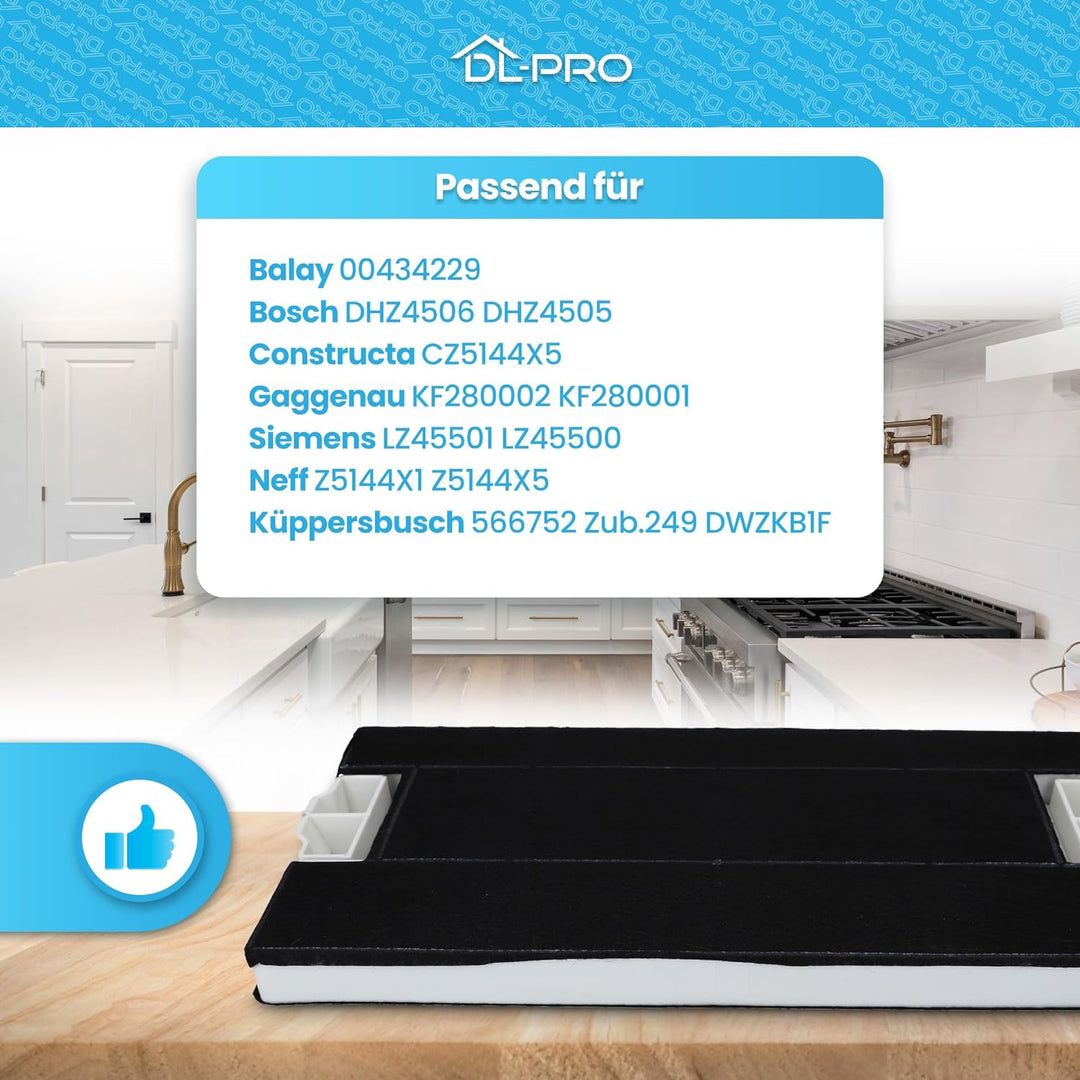 DL-pro 2x Kohlefilter Aktivkohlefilter für Balay 434229 00434229 Bosch DHZ4506 Siemens LZ45501 Neff