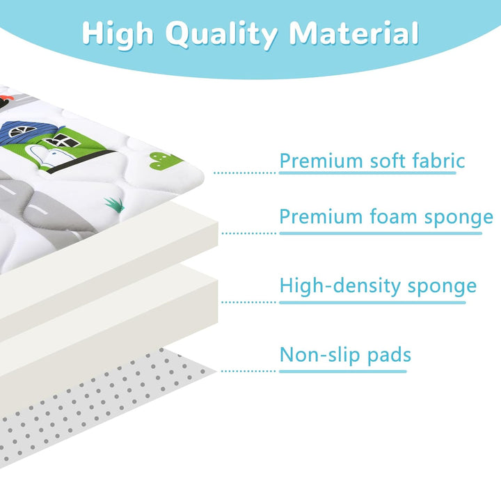 Spielmatte Baby 127×127cm mit Rutschfest, Extra Dicke 2cm Weiche Krabbelmatte Baby, Faltbar Krabbeld