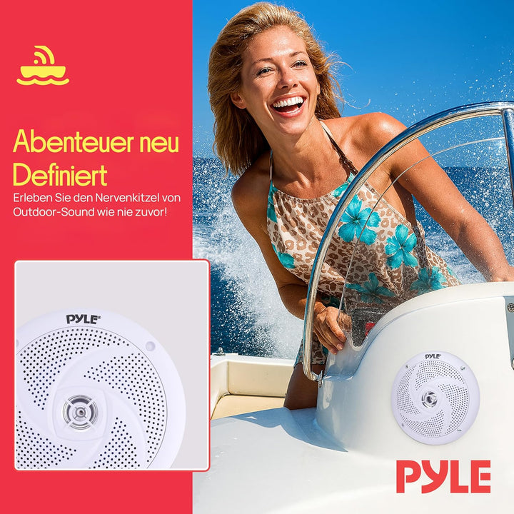 Pyle Marine Speakers - 6.5 Inch 2 Way Waterproof and Weather Resistant Outdoor Audio Stereo Sound Sy