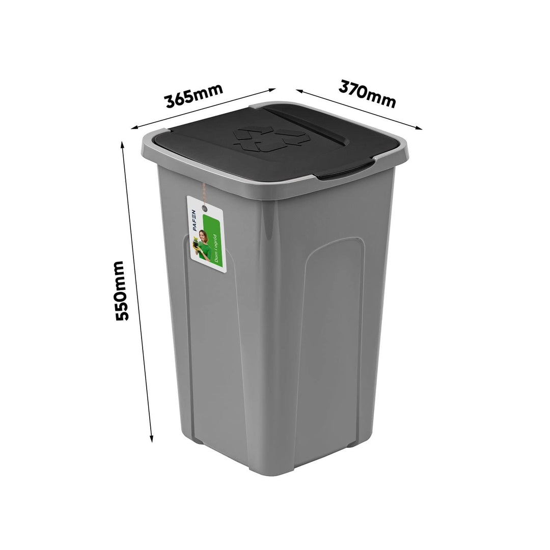 PAFEN Grosser Mülleimer 50l mit Deckel – Abfallbehälter 550 x 365 x 370mm - Abfalleimer für Trennen
