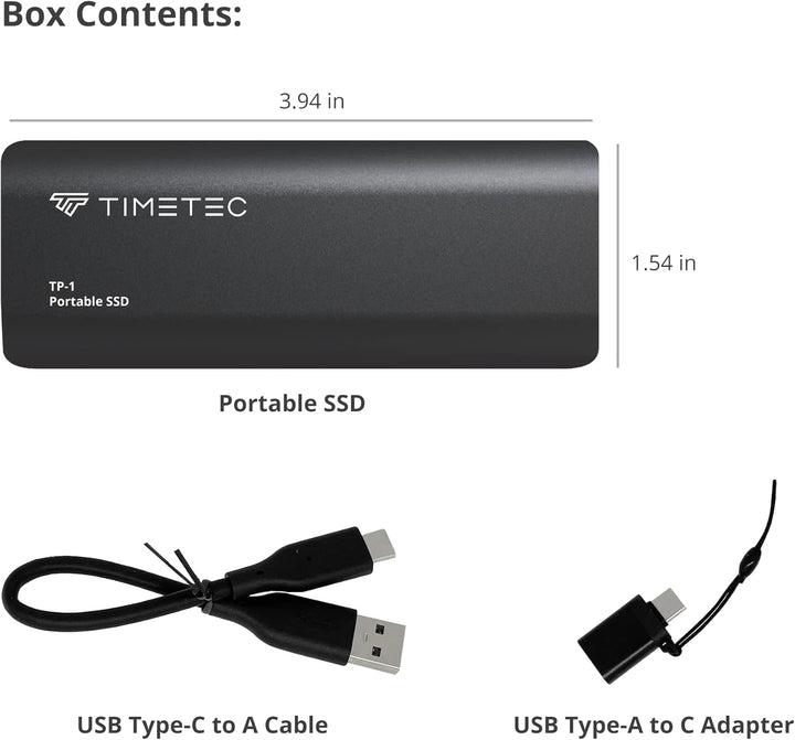 Timetec Tragbare externe SSD USB 3.2 Gen2 USB-Typ C bis zu 550 MB/s ultradünnes Flash-Aluminium-Mini