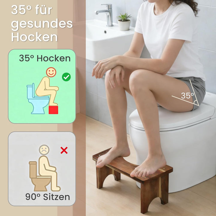 Fibogollo Toilettenhocker Akazienholz 17cm rutschfest Erwachsene