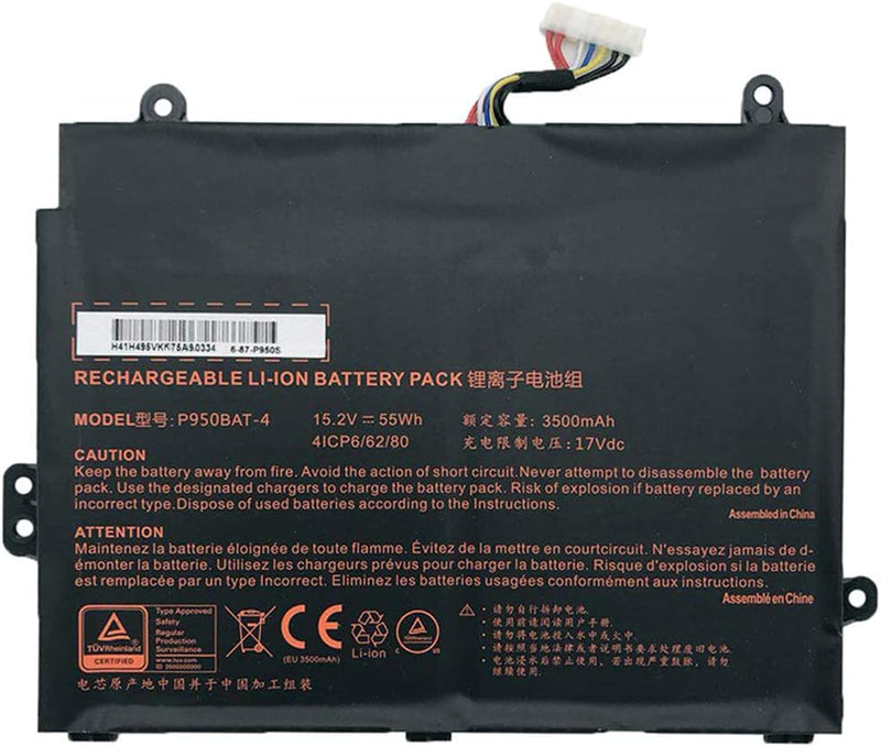 XITAIAN 55Wh 3500mAh 15.2V P950BAT-4 6-87-P950S-51E00 Ersatz Laptop Akku für Clevo P950HP6 für Sager