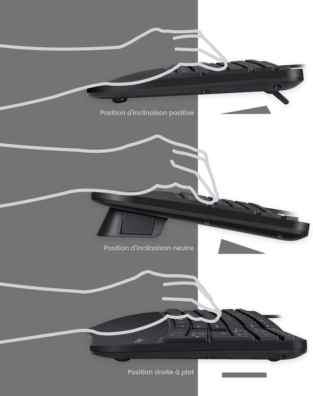 Perixx Periduo-605 Combo Ergonomische Tastatur und Maus, kabellos, USB, vertikale Maus mit neigbarem