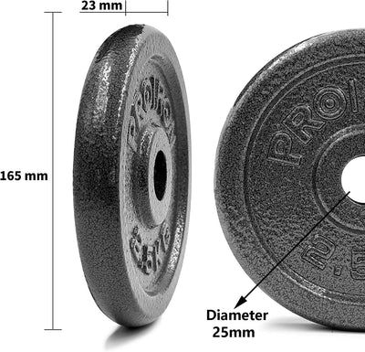 PROIRON Hantelscheiben Set Gusseisen mit 25mm Bohrung, 1,25kg/2,5kg/5kg/10kg Guss Scheiben Gewichte