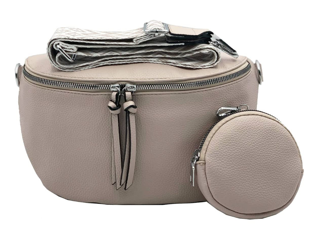 stylx Crossbody Bag Damen Leder Breiter Gurt Handtasche Umhängetasche Moderne Taschen mit breitem Sc