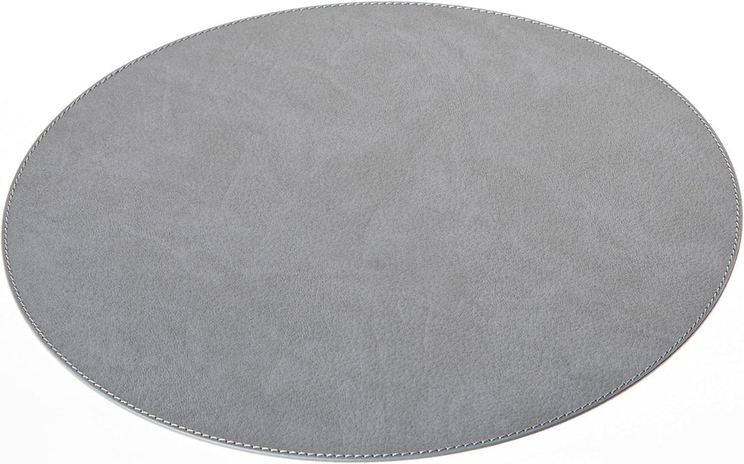 Nikalaz Rund Platzsets und Untersetzer aus recyceltem Leder, 4 Stück Platzdeckchen 33 cm und 4 Unter