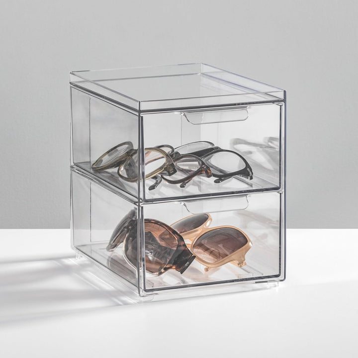 mDesign Aufbewahrungsbox mit Schublade – stabile Schubladenbox aus Kunststoff zur Schuhaufbewahrung