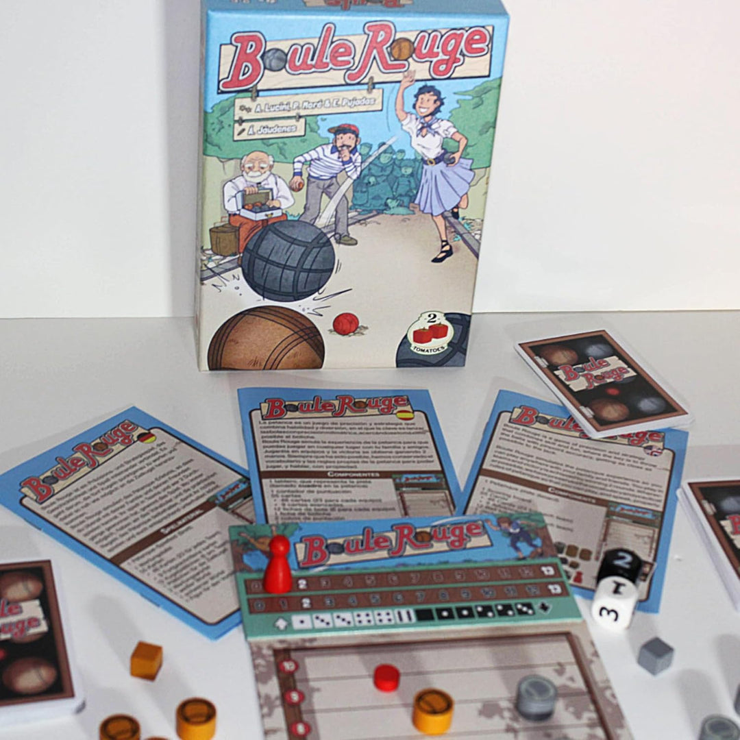2Tomatoes Games | Boule Rouge | Brettspiel für Teams | Würfel werfen | Über Ihre Bälle zum Boliche!